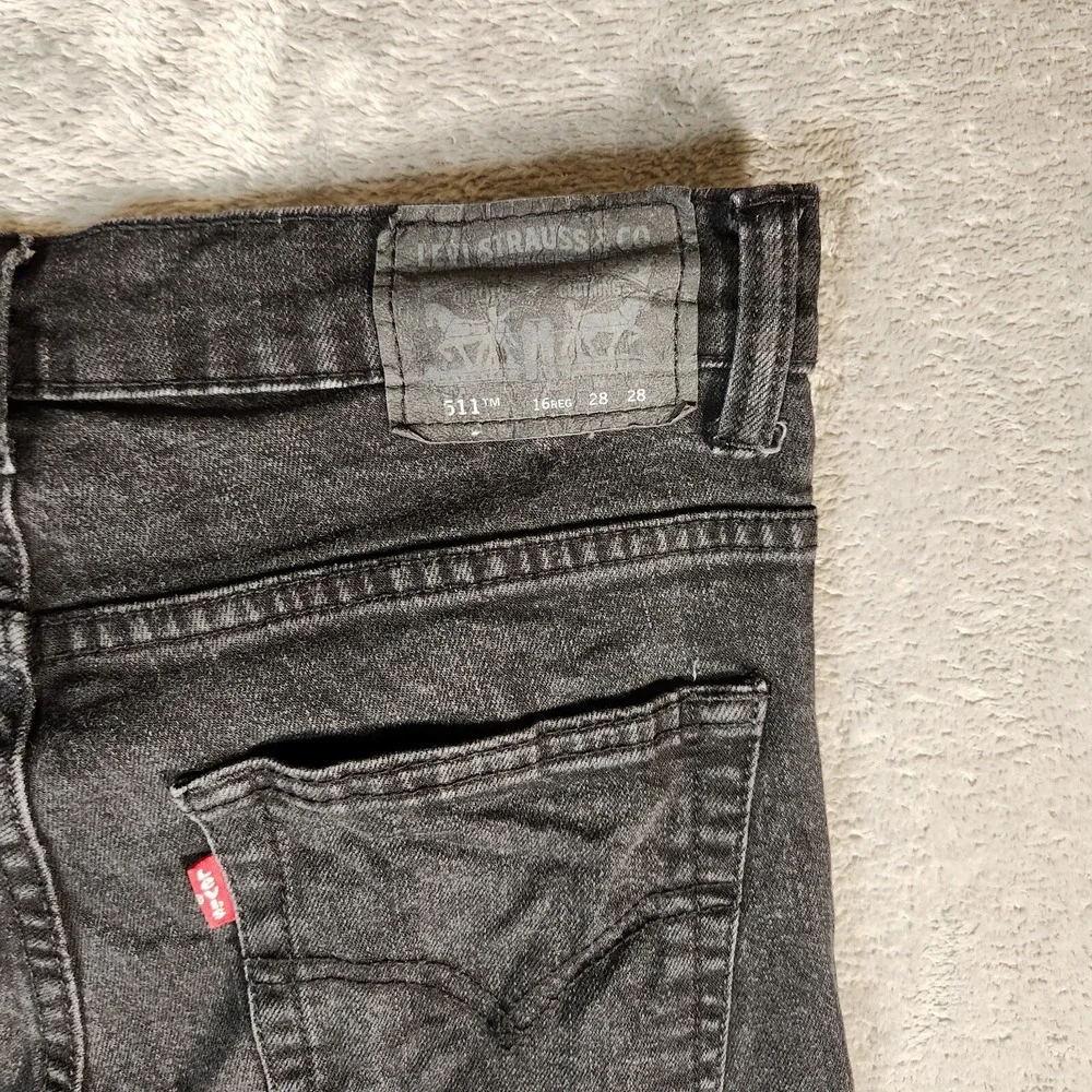 Levi's 511 Jeans Women's 16 Reg 28X29 (Tag 28X28) Black Ankle Stretch Slim Denim